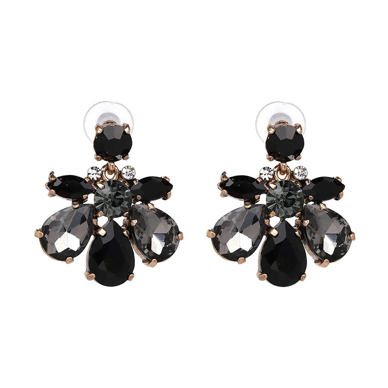Black crystal statement earrings hotsell