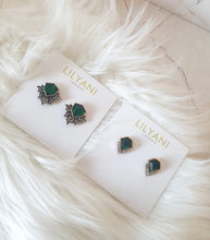 Load image into Gallery viewer, VERA Green Stud Earrings - LILYANI LONDON - Earrings
