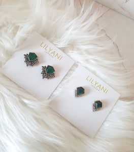 VERA Green Stud Earrings - LILYANI LONDON - Earrings